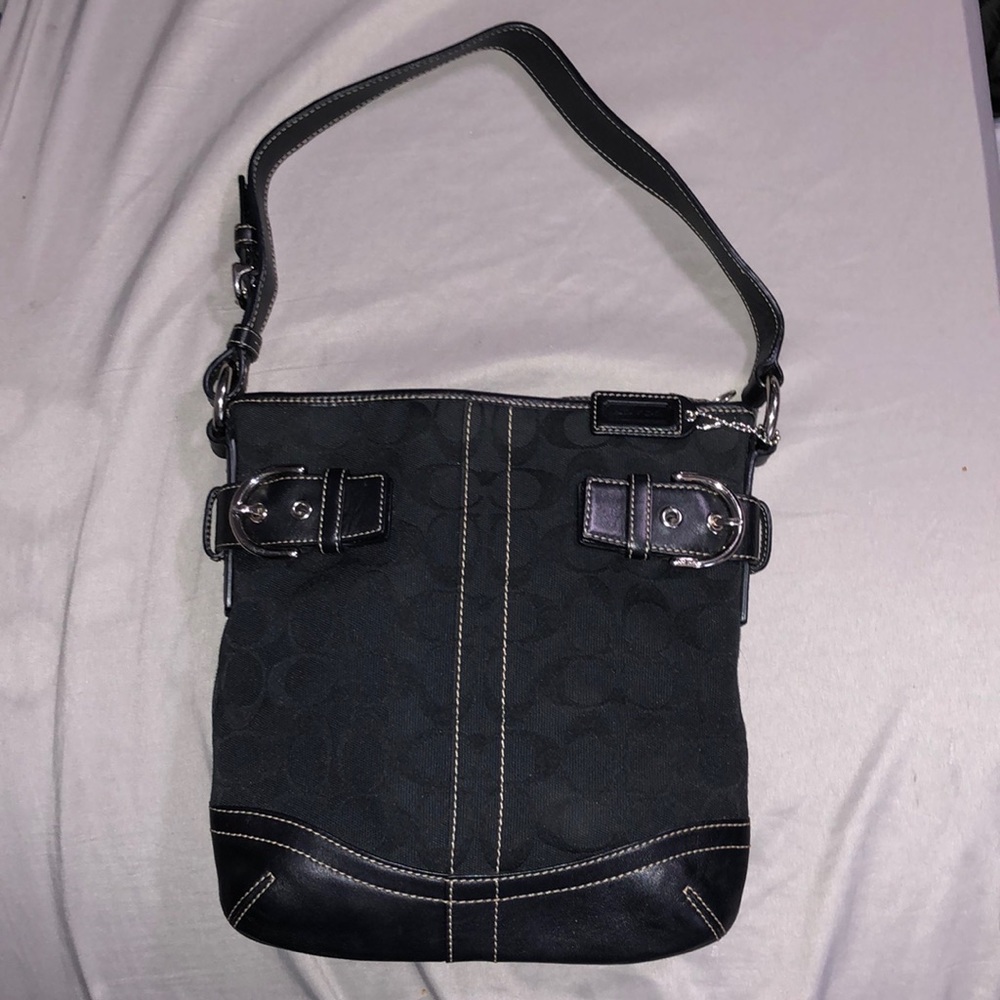 Coach Signature Monogram Canvas Shoulder B…